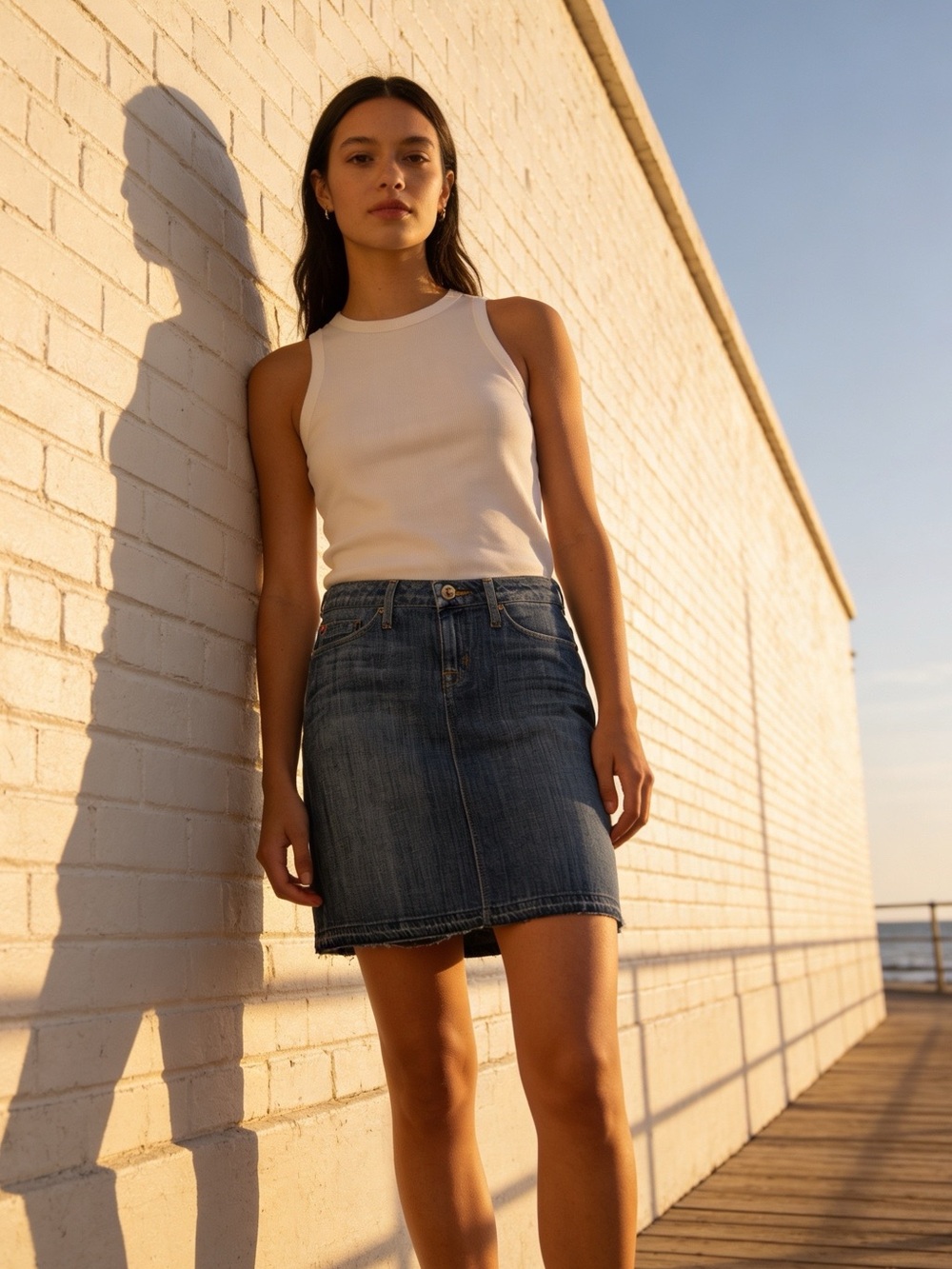Hudson Jeans Hailey Raw Hem Denim Mini Skirt Medium Wash Size 25 Y2K